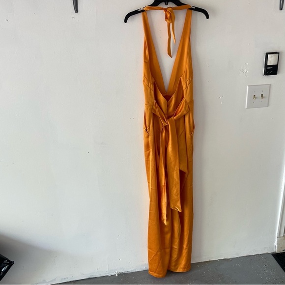 New! Nookie Utopia Halter Tie Back Wide  Leg Jumpsuit in Mango 37711 - Picture 3 of 10